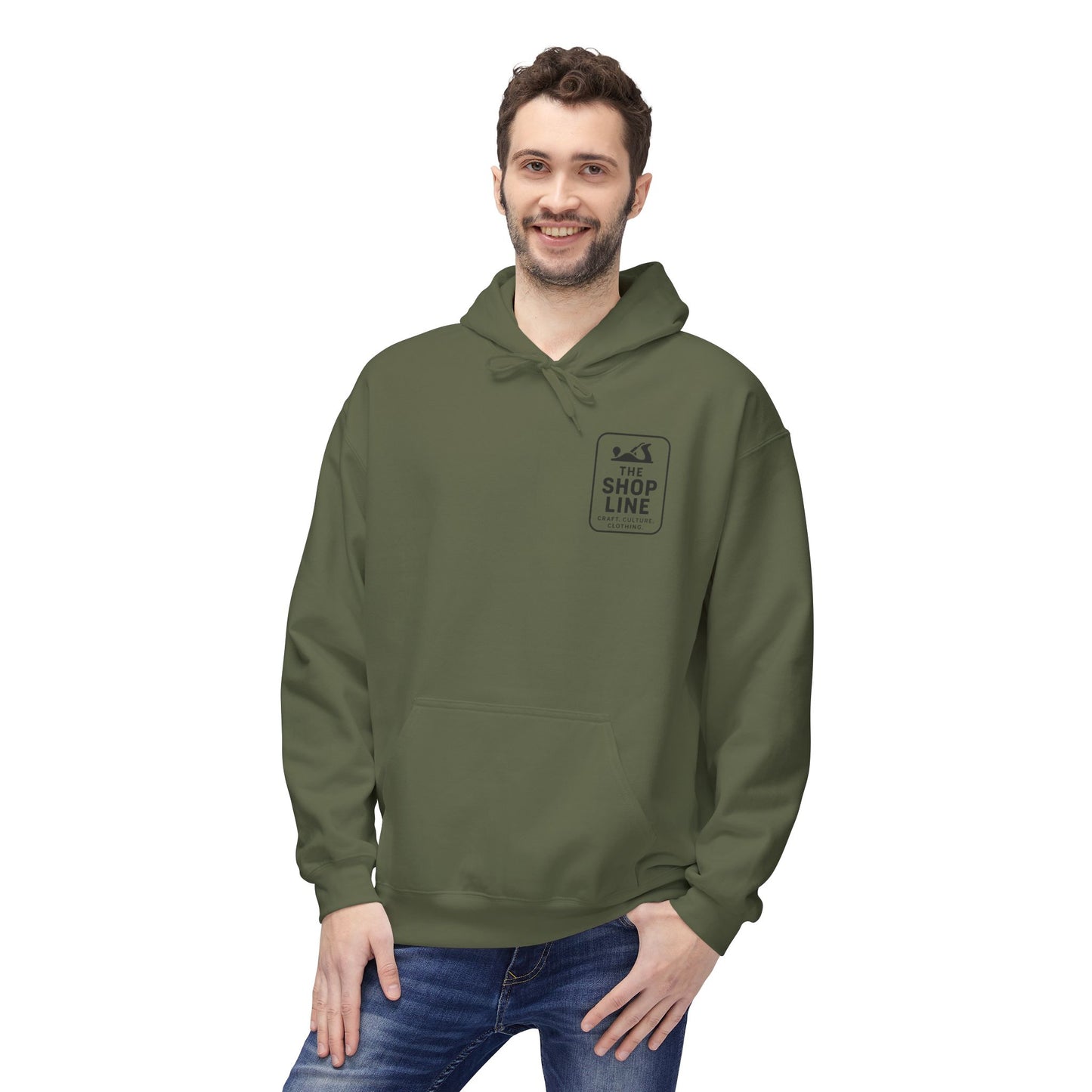 The Shop Line Logo Hoodie - Premium Pullover for Woodworkers and Makers